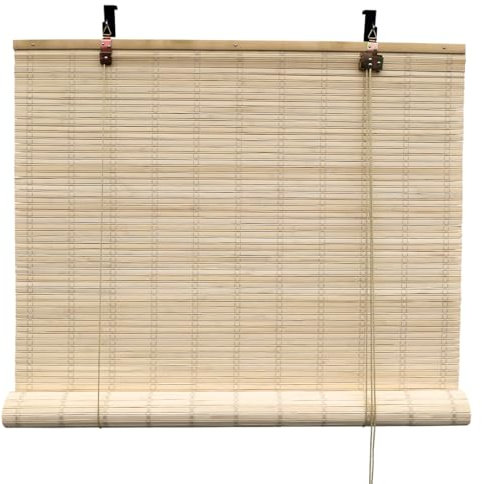 BambusChef® Bambusrollo Sem 80 x 160 cm Natur - Sichtschutz Rollo für Fenster und Türen, Raffrollo Bambus inkl Montagematerial, Nachhaltiges Holzrollo aus Bambus