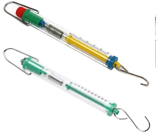 Kunststoff-Federwaage, 5 N/500 g/m², Tragbar, Kraftmesserwaage, beschriftet, Dynamometer, Federdynamometer, 5 N, 500 g/m² Skala beschriftet, für Experimente, Wissenschaft, Kunststoff