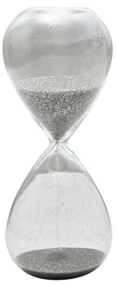 FytStycale Moderne Sanduhr Aus Glas, 30 Minuten, Stilvolle Schreibtischdekoration, Graues Silber