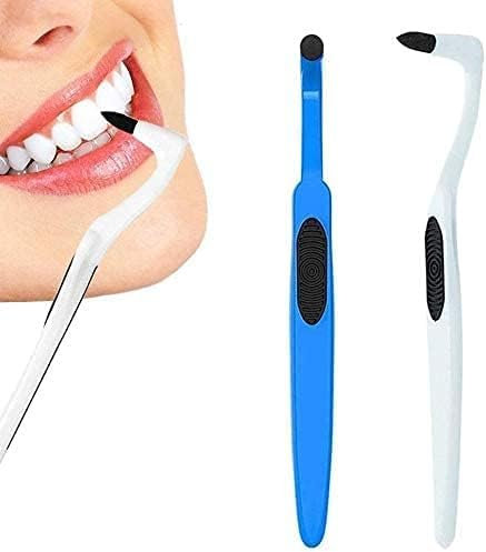 RUOVXWU 2PCS Tartar Remover Tooth Stain Eraser, Teeth Tartar Remover, Professional Tooth Stain Eraser,Teeth Polishing/Cleaning Kit Removes Plaque & Impurities (White & Blue)