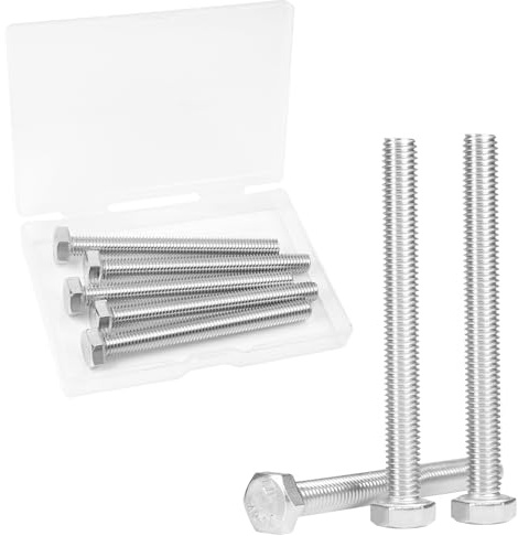Yinpecly 5 Pcs M8 Hex Bolts M8-1.25 x 80mm Hex Head Screw Bolt 304 Stainless Steel M8-1.25mm Hexagon Bolts Hex Head Screws, Metric Machine Fully Thread, Bright Finish