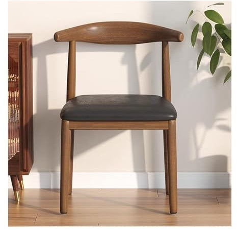 Meal Chairs Esszimmerstühle aus PU-Leder, moderne gepolsterte Holzstühle aus der Mitte des Jahrhunderts mit geschwungener Rückenlehne, Seitenstühle für Schlafzimmer, Wohnzimmer, Lesezimmer, Schwa