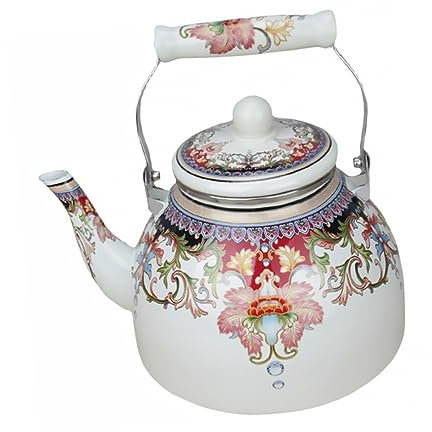TOPBATHY Bouilloire En Émail Décor Vintage Passoires à Thé Pour Le Thé En Vrac Bouilloire En Porcelaine Émaillée D'émail Infuseur ière à à Ébullition Rapide