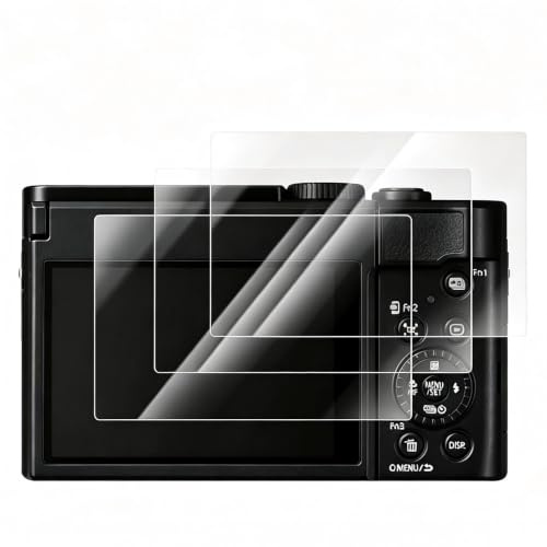 VOVMOEYA【3Packs Screen Protector+1Pcs Anti-Loss String Screen Protector For Panasonic Lumix DC-ZS99/LX100 /LX100 II,Tempered Glass Film,0.25mm 9H Anti-Scratch