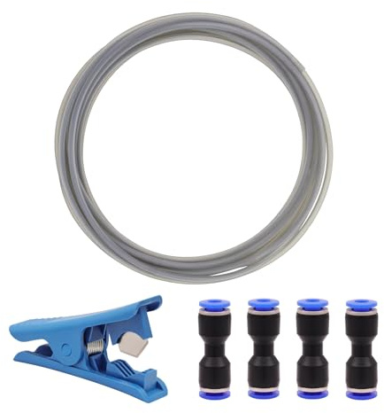 16.4 FT PTFE Teflon-Schlauch-Kit mit 1 Schlauchschneider und 4 Schlauchverlängerungen, ID 2.5mm X OD 4mm Ultra-glatter PTFE Teflon-Schlauch für Bambu Lab A1/P1/X1 Serie, K1 Serie, AD5M
