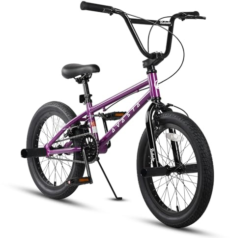 AVASTA 20 Tums Storbarns BMX Cykel Freestyle Cykel för Tonåringar 6 7 8 9 10 11 12 13 14 Åringar Pojkar Flickor Ungdomar med 4 Pinnar, Lila