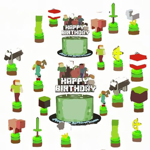 GWAWG 50Pcs Game Cake Toppers for Birthday Party Decorations Personalised Cupcake Toppers Wrappers Game Themed DIY Cupcake Cases Party Supplies for Kids Adults