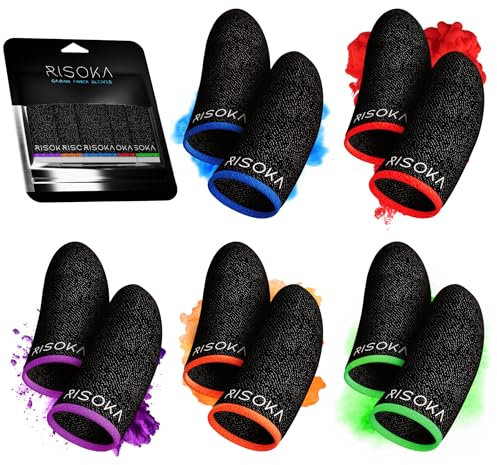 RISOKA Gaming Finger Sleeve 10 pièces - Compatibles avec Tous Les Jeux Mobiles - Gaming Finger Sleeves - Gant de Doigt Gaming - Protège Doigt - Accessoires Gaming Accessoire Téléphone Gamer