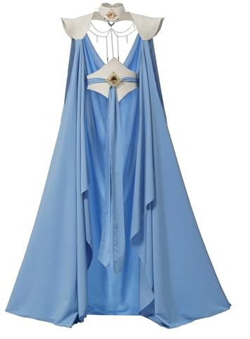 UniqKaliber Mantello da fata elfica medievale da donna, mantello rinascimentale con cintura, costume cosplay per Halloween LARP Party, Blu, taglia unica