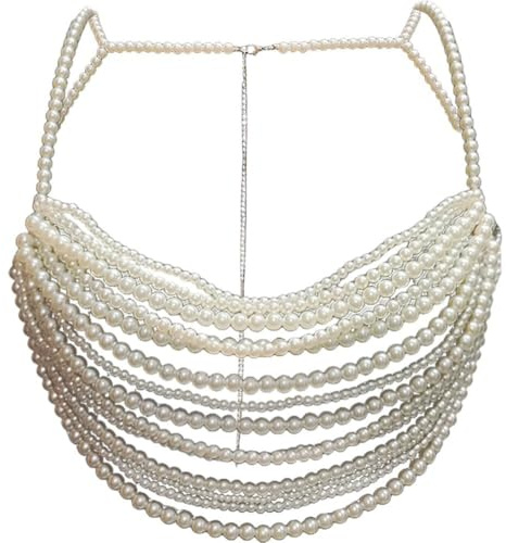 Ymxygz Damen Perlenkette, Handgefertigt, Mehrlagig, Simulierte Perlen, Bikini-Körperschmuck