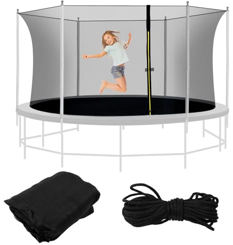 Red de seguridad para trampolín de 244/305/366 cm, con cuerda, 6/8 barras, doble entrada cerrada, red de repuesto para cama elástica de suelo exterior (305 cm, 8 barras)