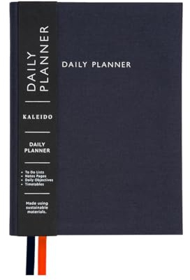 Undatierter Tagesplaner-Notizbuch, To-Do-Listen, Stundenplaner, Notizseiten, B6, gebrochenes Schwarz