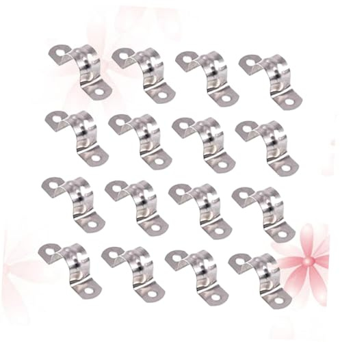 Gadpiparty 30pcs Stainless Steel Clamp Double Hole U Shape Pipe Clamp Bracket for Pipe Holder Support
