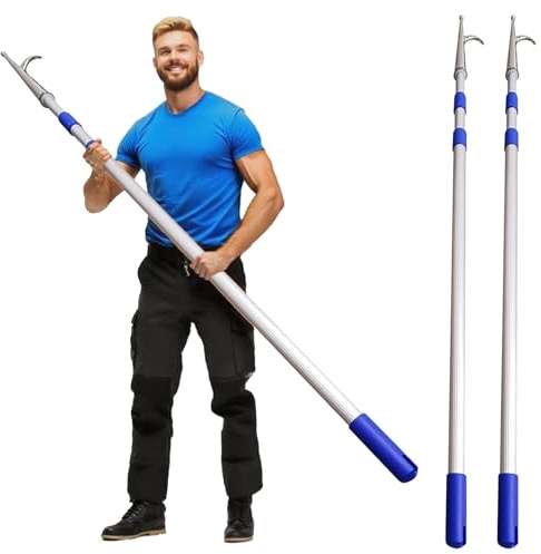 Adjustable Boat Hook Push Pole for Mooring Assistance and Emergency Rescue, Extendable to 20 FT