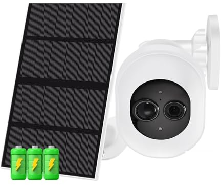 Telecamere di sicurezza, Telecamere di sorveglianza solare da 4 MP con batteria 7800 mAh PIR Telecamera for rilevamento umano IP wireless for esterni a luce bianca per uso esterno(4MP NO SD Card)