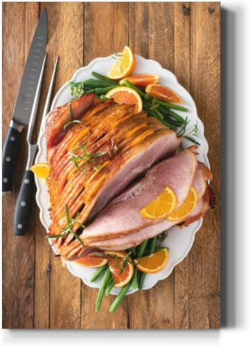 Large Wall Art Decor Christmas Thanksgiving spiral sliced ham oranges and herbs Vertical Pictures Framed Canvas Wall Art for Living Room Bedroom Bathroom Artwork Paintings Kitchen 36x24