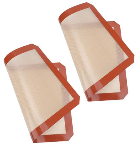 KICHOUSE Set 2 Tappetini da Forno in Silicone Antiaderenti 30X20 CM Riutilizzabili per Macaron Biscotti e Pasticceria Resistenti al Calore per Cucina Domestica e Forno