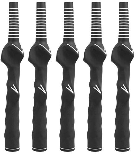 Impugnatura per mazza da golf da 5 pezzi, accessori per impugnatura per mazza da golf, impugnatura per correzione allenamento in gomma con design antiscivolo, per golfisti (Apertura 12,5 mm nera)