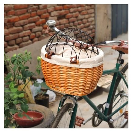 Cesta Bicicleta Perro Soporte for Cesta Delantera de Bicicleta for Mascotas, Gatos y Perros, for Bicicletas de Carretera, Compras y equitación(Orange)