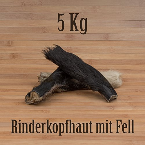 5 Kg Rinderkopfhaut mit Fell Fellhaut Fellstreifen Fellohren Kausnack Kauartikel Barf