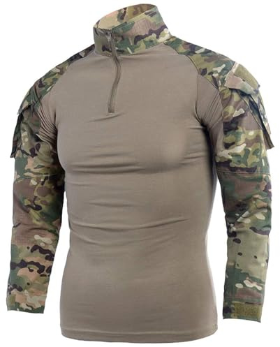 LANBAOSI Ripstop taktisk skjorta för män långärmad stridsskjorta multicam militär t-shirts airsoft jakt skog, Cp-ge, XL