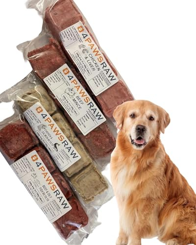 4PAWSRAW Frozen Raw Dog Food Mixed Meat For Dogs & Puppy 20 X 560g Packs - 11.2 Kg Box Includes Chicken & Liver Mince | Beef Mince | Chicken & Salmon 80:10:10 | Beef & Oily Fish 80:10:10