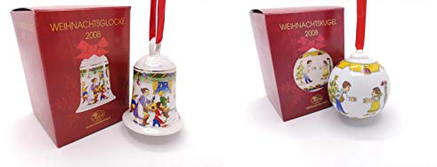 Hutschenreuther Porzellanglocke & Porzellankugel 2008 OVP - Weihnachtsglocke Weihnachtskugel