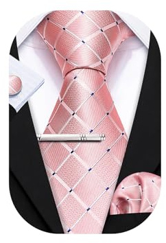 Barry.Wang Herren Krawatte Seide Set Florale Paisley-Krawatte Einstecktuch Manschettenknöpfe im Krawattenklammer Feierliche Hochzeit Party