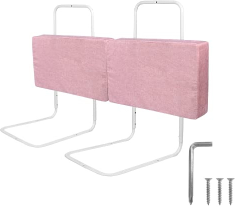 Froadp 120cm Rausfallschutz Beistellbett Leinen Kindersoftpack Bettgitter Tragbare Bettschutzgitter Höhenverstellbar Kinderbettgitter Baby Schutzgeländer Bettkantenschutz für Kinderbett (Kirschrosa)