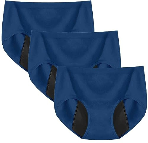 Culotte Taille Haute D'incontinence Urinaire, Lot De 3 Lavable Femme Protection Anti Fuite Périodique, Pur Coton Culotte Menstruelle Absorbante,