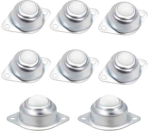 8 Pezzi Ruote a Sfera per Mobili con Cuscinetti a Sfera di Trasferimento, 360° Rullo di Trasporto per Dispositivo di Trasferimento, Piatte in Nylon per Mobili con Fori