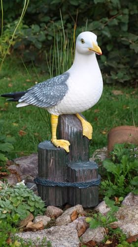 Generisch Große Möwe auf 3er Poller Höhe 50cm Maritime Deko Figur Gartendeko Tierfigur Gartenfigur