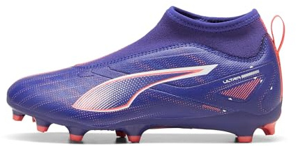 PUMA Ultra 5 Match+ LL FG/AG Jr Baskets Unisexes pour Enfant, Violet, Blanc, Orange, 34 EU