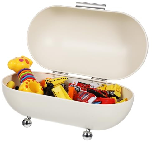 UKCOCO Boîte à Pain en Métal Vintage Multifonction 30 Cm Hermétique Blanc Crème Cuisine et Bureau Rangement Aliments et Objets Divers sur Bureau