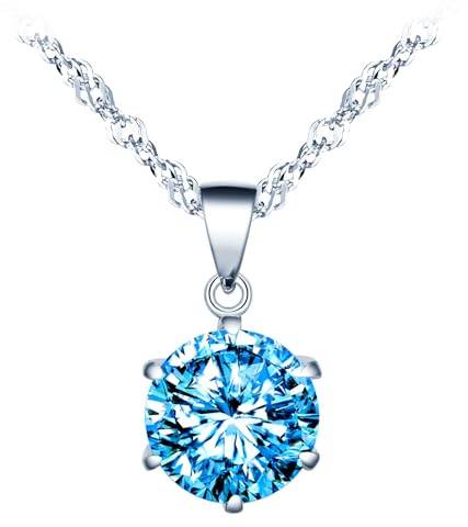 MICSAVI Ketten mit Anhänger Solitär Zirkonia 925 Sterling Silber Colliers für Damen Mädchen Halskette Schmuck