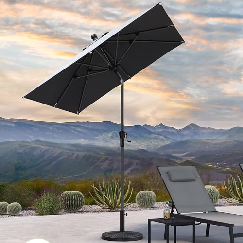 PURPLE LEAF Parasol Terrasse 180 × 180 cm Aluminium Carré Gris Anti-Rouille | Toile polyester 200 g/m², Ouverture et fermeture faciles, Résistant aux intempéries, Entretien facile, Inclinable, Piscine