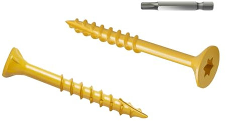 #8 x 3/4 Deck Screws, Flat Head Wood Screws, Tan Epoxy Coated, Exterior Decking Screw, Torx Drive, T25 Star Bit Included, 100 PCS