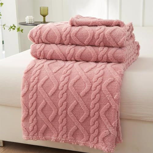 Mezzar Coperta Matrimoniale Pile, Coperta per Divano Morbida, Plaid Pile Blanket per Letto Caldo e Confortevole (Rosa, 200 * 230CM)