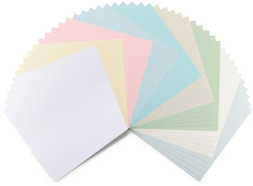 Florence Linnekartong 30,5 x 30,5 cm - Pastell Sortiment 250 g – 9 Färger Hantverkskartong till Påsk - för Pyssel, Scrapbooking, Klippbok och Presentförpackningar - Tungvikt, Rivtåligt