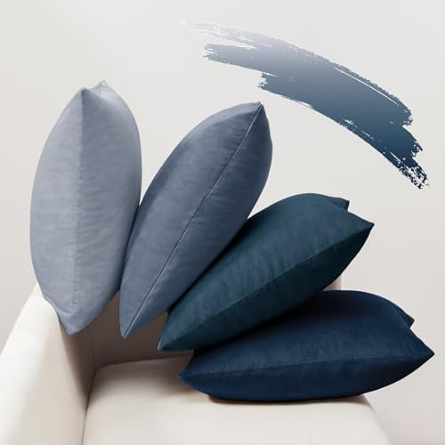 Softalker Kissenbezug 65x65 Blau 4er Set Samt große Kissenhülle Sofakissen Dekokissen deko für Wohnzimmer Kinderzimmer Esszimmer Cafe Hotel Restaurant Party Home Decor Garten Flur Winter Balkon