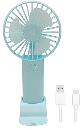 JYC CREATIVE Ventilador de Mano Portátil USB, Ventilador Portátil Regulable 3 Velocidades, de Alta Potencia, de Escritorio, Silencioso, Mini Ventilador, (Azul)