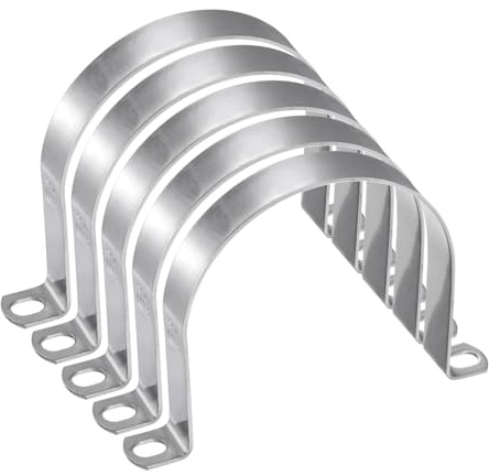 sourcing map 5pcs 4 Inch 102mm Conduit Clamps, M102 U Tube Pipe Clamp, Stainless Steel Rigid Pipe Strap, U Shaped Bracket with Two Hole for Pipe Tube Hose Wire Cord,Thick