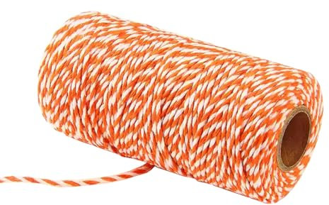 Spago da macellaio per artigianato, 100 m, 2 mm, in cotone, colorato, per cucina, carne, confezioni regalo, artigianato, giardinaggio, artigianato (arancione)