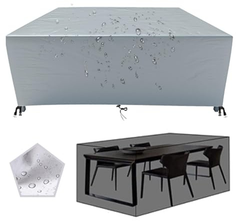 Abdeckung für Gartenmöbel Winterfest 250x120cm Gartenmöbel Abdeckplane für Gartentische 250x120x90cm/LxWxH Regenschutz und Staubfest Winddicht Wasserdicht Schutzhülle für Terrassenmöbel Abdeckungen