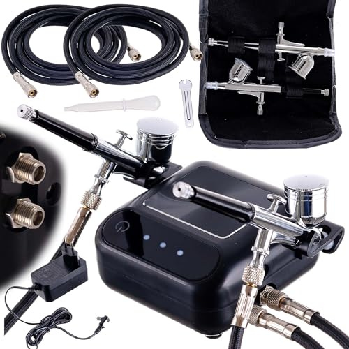 TC TECHNIC Airbrush-Kompressor mit zwei Airbrushes Modellierungskompressor