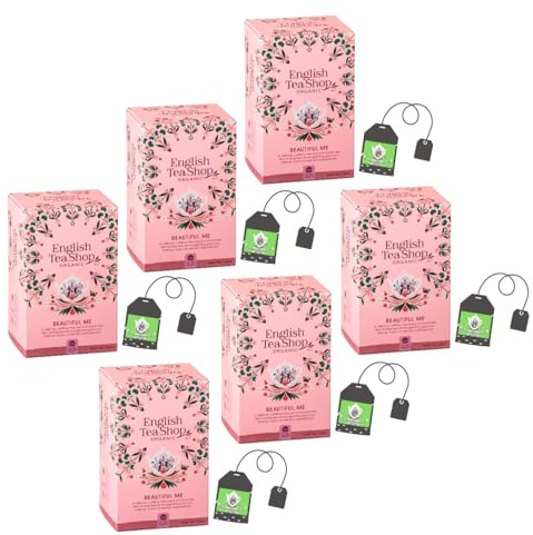 English Tea Shop | Tisana Bellezza con Gotu Kola, Mirtilli Rossi, Petali di Rosa | Infuso Bio Fruttato con Camomilla e Ibisco - 6 x 20 Filtri (180 Gr)