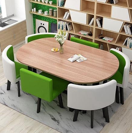 Modernes 7-teiliges Esstisch-Set mit 6 Stühlen für Wohnzimmer und Besprechungsraum
