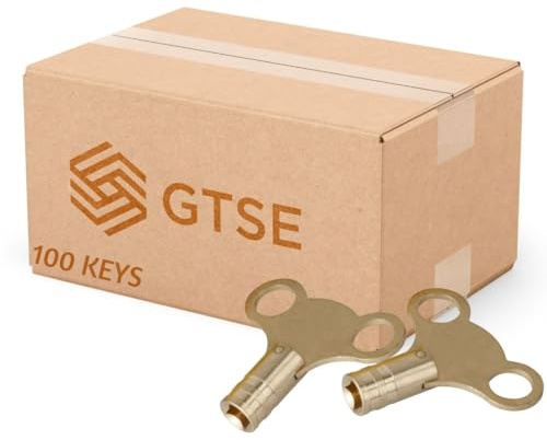 GTSE Bulk Box of 100 Brass Radiator Keys, Radiator Bleed Key, Radiator Bleed Valve Key, Clock Type Radiator Key, for Bleeding and Air Vent, Key to Bleed Radiator UK