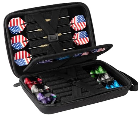 Rixotix Darttasche für 12 Darts und weiteres Dart-Zubehör, tragbar und langlebig, professionelles Dart-Zubehör