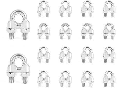 Lot de 16 Serre Cable Acier M10 U Boulon Clip de Câble en acier inoxydable 304 pour Corde à linge,Câble Métallique en Acier de 10 mm Corde